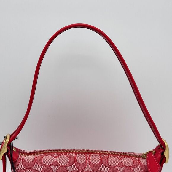 Coach Demi Signature Jacquard Shoulder Bag Purse Handbag Retro Mini Y2K Red NEW - Picture 3 of 16
